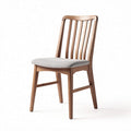 Eikenhouten stoel met grijze stoffen zitting en afmetingen 45 x 45 x 85cm
