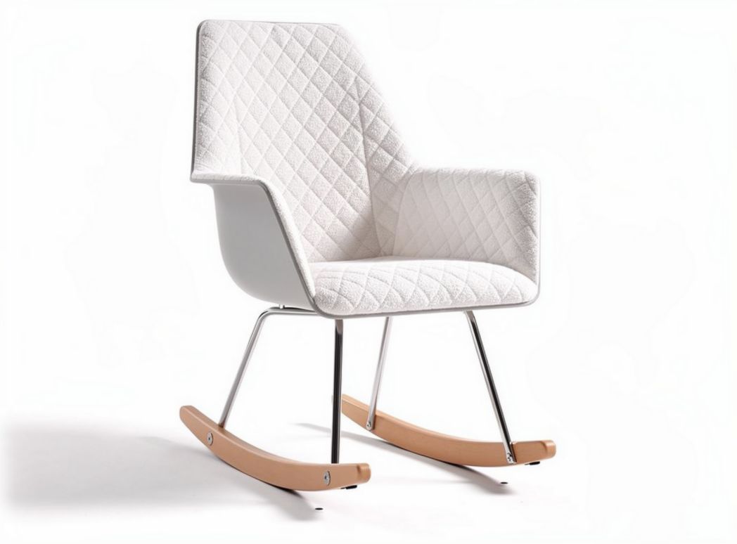 Polyester schommelstoel met een houten schommelonderstel 80 x 70 x 90cm