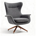 Stoel van stof met draaipoot en houten basis in grijs 80 x 80 x 100cm