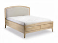 Houten bed met gestoffeerde hoofdbord en opberglades 190 x 140 x 100cm