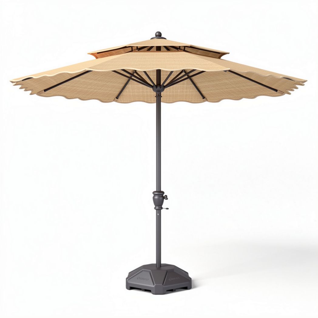 Parasol met metalen voet en beige doek 250 x 250 x 250 cm