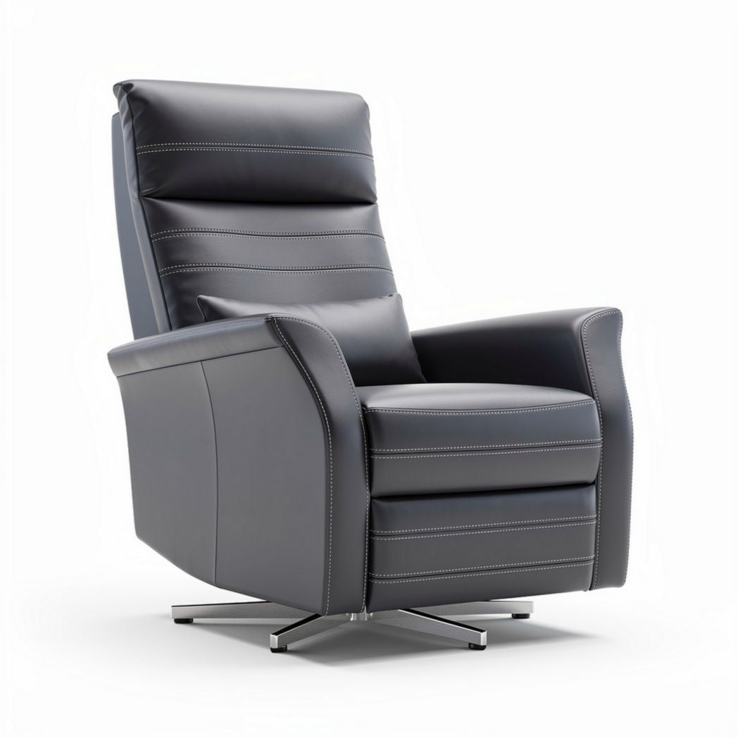 Leren verstelbare relaxfauteuil met draaivoet in antraciet 85 x 80 x 100cm