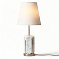 Marmeren tafel lamp met stoffen lampenkap 20 x 20 x 55cm goudkleurig
