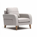 Lichtgrijze fauteuil van stof met houten poten 90 x 85 x 85cm